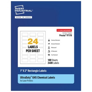 Avery UltraDuty GHS Labels, Waterproof, 1 X 2 Inch Rectangle Printable Labels, for Use with Laser Printers - 1 of 4