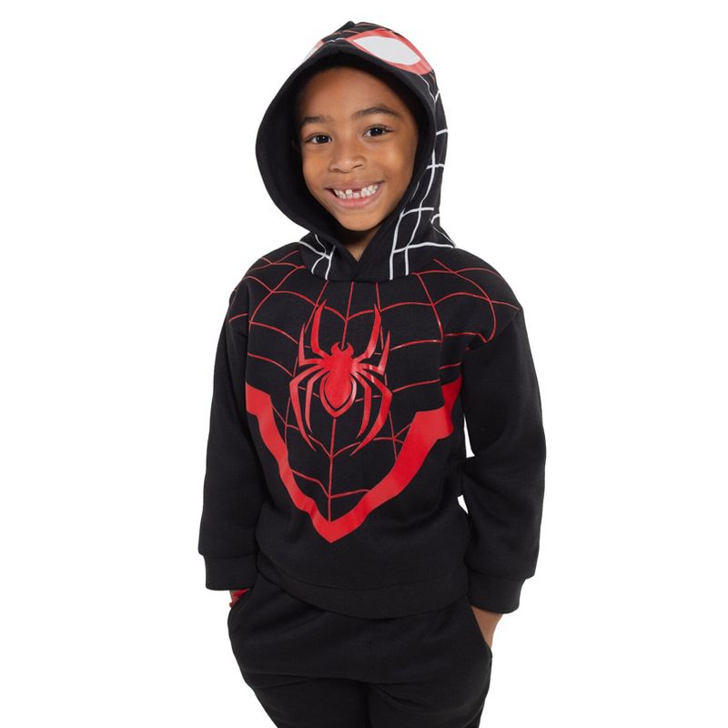 Marvel Avengers Spider-Man Miles Morales Baby Fleece Pullover Hoodie and Jogger Pants Outfit Set Toddler to Big Kid, 3 of 8