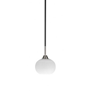 Toltec Lighting Paramount 1 - Light Pendant in  Matte Black/Brushed Nickel with 7" White Muslin Shade - 1 of 1
