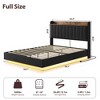 Queen Floating Platform Bed Frame with LED Lights, USB Ports & Upholstered Headboard, Wood Slats, No Box Spring - 2 of 4