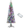 YOOCOZZ  Eye-catching Christmas Decor -  Pre-Lit Pencil Flocked Artificial Xmas Tree, with Dual Color LED Lights & Branch Tips, Metal Stand, Green - 3 of 4