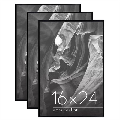 Americanflat 3 Pack Lightweight Snap Frame, Front Loading Picture Frame Set - Black Picture Frames