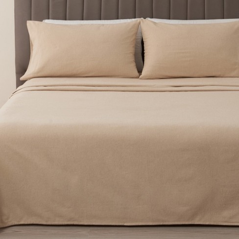 Cotton Blend Heathered Solid Flannel Sheet Set - Great Bay Home : Target