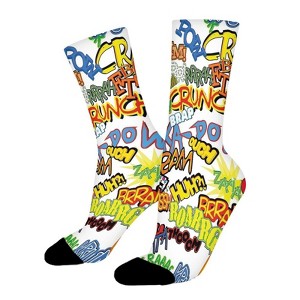 Retro Comic Women Printed Crew Socks Funny Funky Socks Soft Polyester Novelty Gifts for Artists Men - 1 of 1
