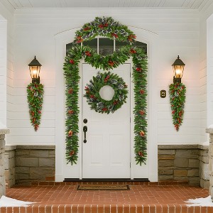 Christmas Wreath Decor ，Wreath Set of 6, Pre-Lit Outdoor Christmas Decorations for Front Door & Indoor - 1 of 4