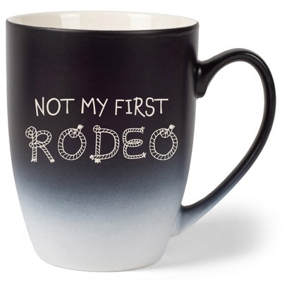 100 North Rope Design 10 Ounce Black and White Two Toned Ombre, Comfortably Fits Your Hands, Ceramic Tea Coffee Cup Mug, Not My First Rodeo