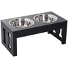 Gulches PawHut 23" Modern Decorative Elevated Dog Feeding Station - Black Bone Design - 3 of 4