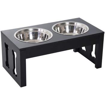 Petmaker Elevated Dog Bowls Stand - Adjusts to 3 Heights for Small, Medium, and Large Pets - Stainless-Steel Dog Bowls Hold 34oz Each (Gray)