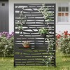 PexFix 72 in. x 47 in. Black Metal Freestanding Privacy Screen Garden Fence For Deck Patio Balcony Outdoor Privacy Panel Jungle Design - 3 of 4