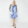 Slickblue Plus Size Tie Dye Dress with Raglan Striped Sleeves, Relaxed Fit, Round Neck, Double Pockets, Blue, 1XL-3XL - 2 of 4