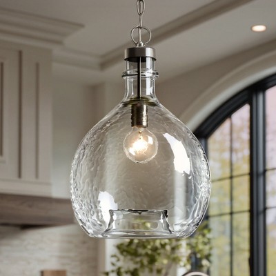Urban Ambiance Luxury Modern Farmhouse Pendant,  20-3/8"H x 13"W,  Brushed Nickel Finish, UHP2772