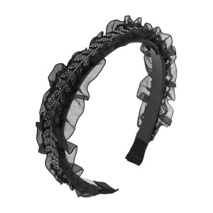 Unique Bargains Women's Ruffles Rhinestone Headbands 1 Pc - 1 of 4