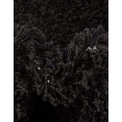 Jet Black Rectangular 4' x 6' Synthetic Shag Rug