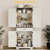 Tall Storage Cabinet with Adjustable Shelves & Drawer, Freestanding Cupboard - 3 of 4