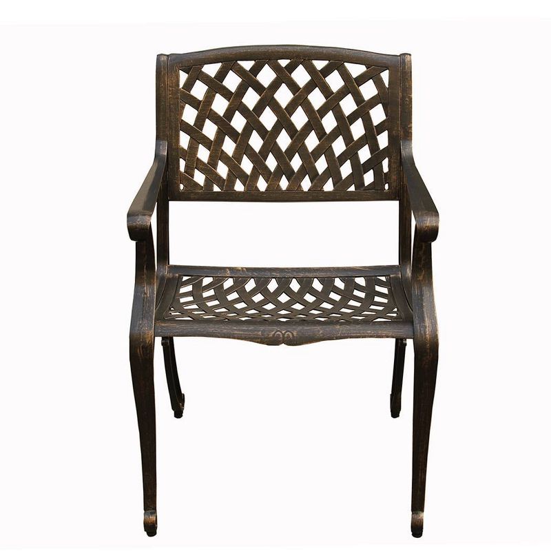 Modern Outdoor Mesh Lattice Aluminum Dining Chair - Bronze - Oakland Living, 3 of 10