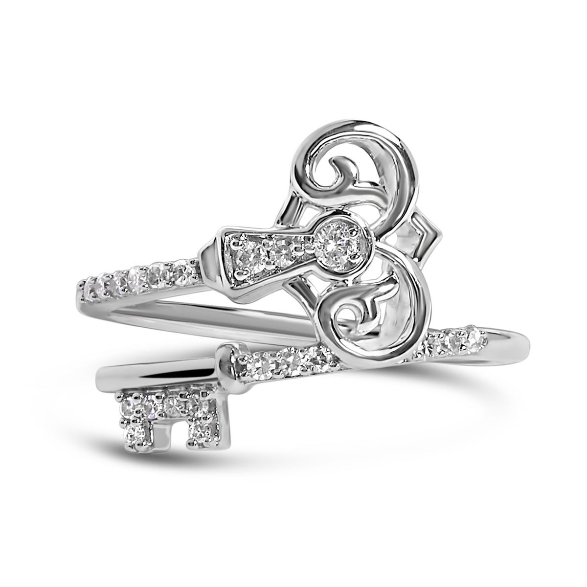 Haus of Brilliance .925 Sterling Silver 1/6 Cttw Key and Keyhole Diamond Ring