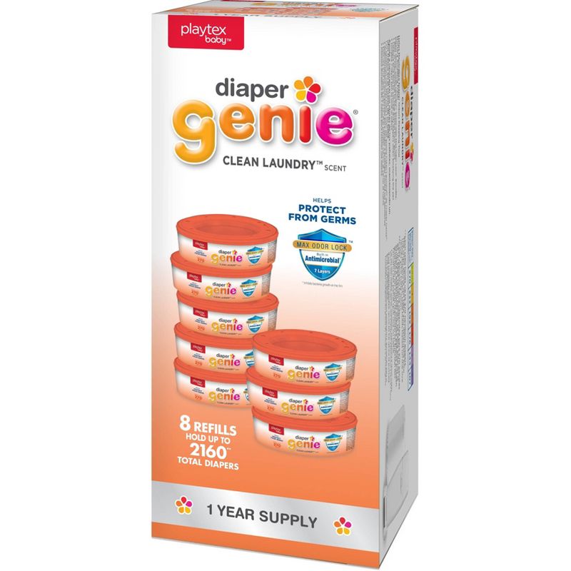 Diaper Genie Diaper Disposal Pail System Refill - Clean Laundry - 8pk, 1 of 9