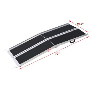 6feet aluminium threhold wheel chair ramp, Portable and Foldable, 600 Pound Capacity, Non-Skid Surface, Two Separate Pieces, Black+Silver - 1 of 4