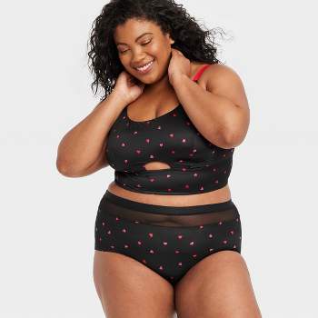 Women's Heart Print Cotton Bikini Underwear - Auden™ Red 3x : Target