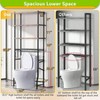 Over - Toilet Storage Shelf 4 - Tier Bathroom Organizer Cabinet Rack With Waterproof Feet Pad And Basket Brown - 2 of 4