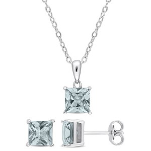 EVERLY JEWELRY | Sterling Silver Created Gemstone and Multiple Gemstones 2-Piece Set of Pendant with Chain and Earrings. - 1 of 3