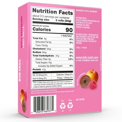 Bob Snail Apple Raspberry Fruit Rolls - 3.53oz/10ct