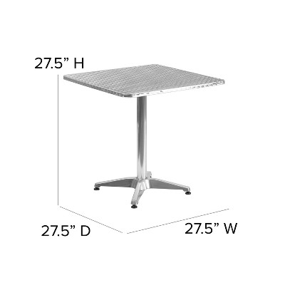 Mellie 27.5'' Square Silver Stainless Steel Dining Table