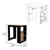 Gulches Modern Black/Natural Oak Kitchen Island, 36"H, with Three Open Side Storage Shelves and Push-to-Open Cabinet - 3 of 4