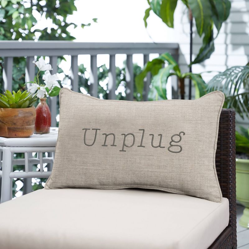 Indoor/Outdoor Unplug Embroidered Lumbar Throw Pillow - Sorra Home, 5 of 8