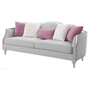 94" Kasa Sofa Beige Linen, Champagne Finish & Accent Pillows - Acme Furniture - 1 of 4