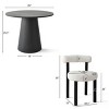 Dwen+Shaun 3-Piece Dining Table Set for 2, 35" Manufactured Black Grain Table and 18.5" Wide 2 Round Seat Boucle Chairs for Apartmrnt-Maison Boucle - 3 of 4