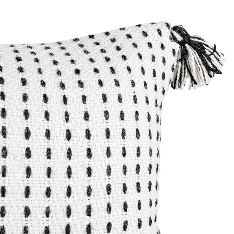 White with Black Tick Stripe 14X22 Hand Woven Filled Outdoor Pillow - Foreside Home & Garden, 5 of 7