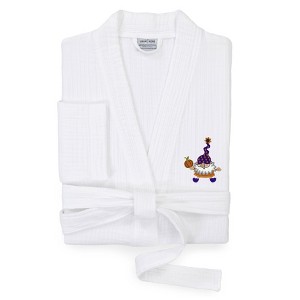 Linum Home Textiles 100% Turkish Cotton Unisex Smyrna Hotel/Spa Embroidered Robes - Halloween Gnomes - 1 of 4
