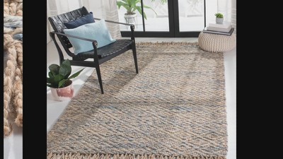 Handwoven Geometric Blue Jute 8' x 10' Area Rug