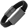 Steeltime Men's black braided leather and black ip stainless steel id bracelet with greek key accents - 2 of 4