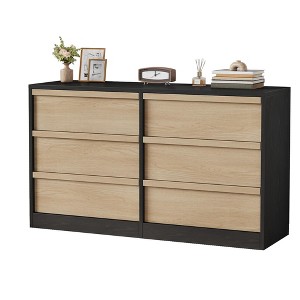 Modern double dressing table with six drawers, wooden storage cabinet, ample storage space, suitable for living rooms, nurseries and hallways. - 1 of 4