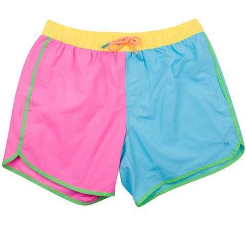 Мужские брюки RuggedButts Men's UPF50+ Dolphin Hem Swim Trunks - Neon Color Block, Men's M