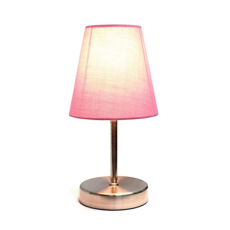 10.5" Petite Metal Stick Bedside Table Desk Lamp in Sand Nickel with Fabric Shade - Creekwood Home, 3 of 8