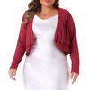 Agnes Orinda Women's Plus Size Long Sleeve Open Front Ruffle Elegant Cropped Bolero Cardigans - 2 of 4