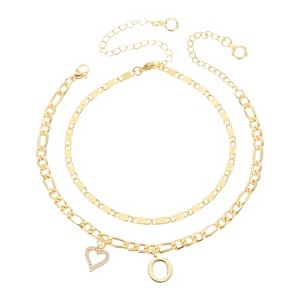 Unique Bargains 14K Gold Plated Dainty Heart Women's Ankle Bracelets with Box - 1 of 4