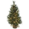 Nearly Natural 3-ft Christmas Tree with Clear Lights, Frosted Tips, Pinecones & Burlap Bag - 2 of 3
