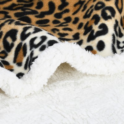 Catalonia Cheetah Sherpa Fleece Blanket, 60"x80", Reversible Plush Throw