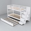 Convertible Twin Over Twin or Twin Over Full Bunk Bed with Trundle, Storage Drawers, Shelves, and Staircase, Pine Wood Frame - 3 of 4