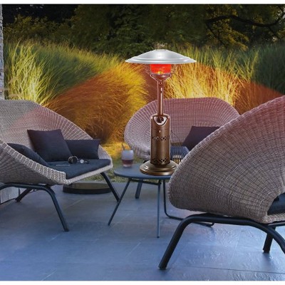 Bronze and Silver Tabletop Propane Patio Heater with Emergency Shut Off