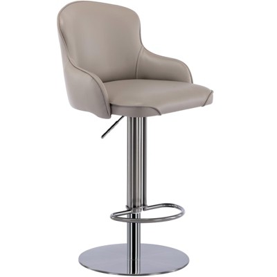 NicBex Swivel Adjustable Height Bar Stools,Modern Leather Bar Chair with Backrest and Stainless Steel Base for Dining Room,Kitchen,Counter,Gray