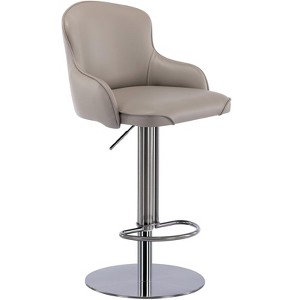 NicBex Swivel Adjustable Height Bar Stools,Modern Leather Bar Chair with Backrest and Stainless Steel Base for Dining Room,Kitchen,Counter,Gray - 1 of 4