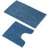 Home Mart Goods 2 Piece Set Blue Soft Cozy Plush Chenille Bath Mat Bathroom Rug - 2 of 4