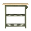Breighton Home Designs2Go 3 Tier Butcher Block Kitchen Prep Island with Drawer in Dark Sage Green/Butcher Block - 3 of 4