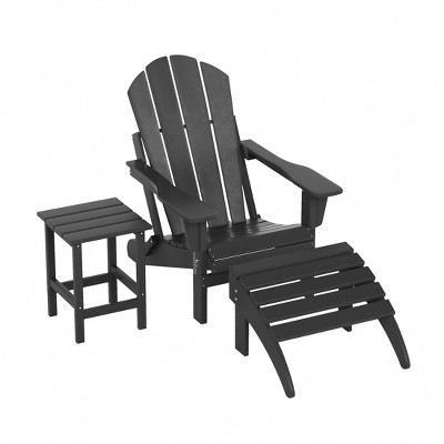 WestinTrends Malibu HDPE Outdoor Patio Folding Poly Adirondack Chair with Ottoman and Side Table (3-Piece)