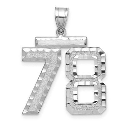 Black Bow Jewelry 14k White Gold, Varsity Collection, Large D/C Pendant, Number 78